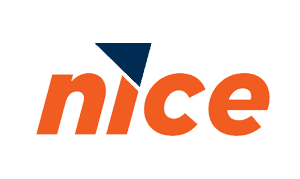 Nice Systems logo featuring orange lowercase text with a dark blue triangular graphic element above the company name.