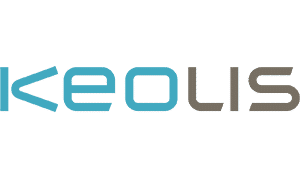 Keolis logo featuring the company name in modern blue and gray lettering, representing a major public transportation operator providing transit services globally.
