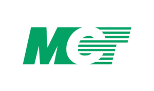 MK logo design featuring green lettering with horizontal lines forming a circular swoosh element, representing modern branding for a professional company or organization.