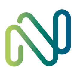 Abstract wavy line logo in green and teal, resembling a stylized "W" or flowing ribbon design. Modern, minimalist icon suitable for tech or creative branding.