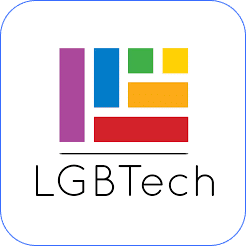 LGBTech logo featuring colorful geometric blocks in purple, blue, green, yellow, and red above the company name in modern sans-serif typeface.