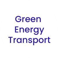 Green Energy Transport text displayed in blue, centered on a white background, representing sustainable and eco-friendly transportation solutions.