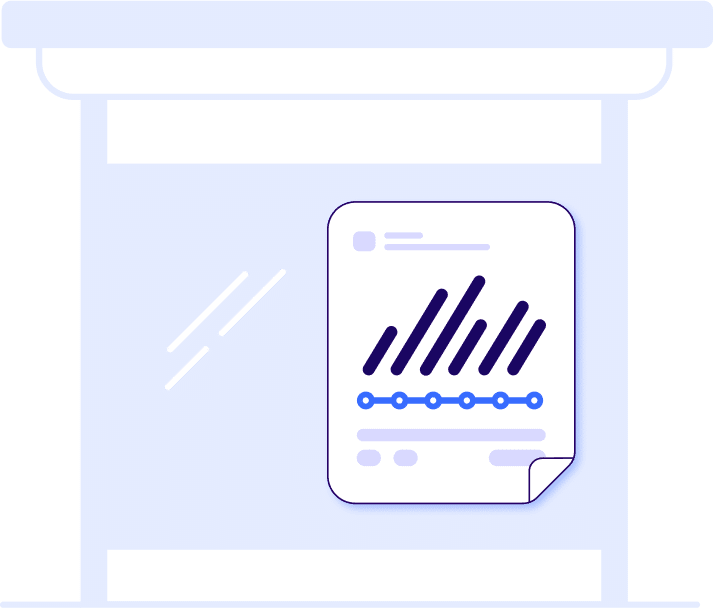 Mobile analytics dashboard displaying bar chart data with interactive line graph controls and metrics visualization on a light blue interface background.