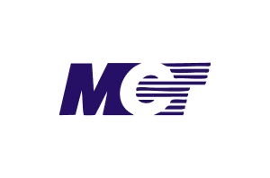 Modern blue logo featuring a stylized "M" letter paired with horizontal lines forming an abstract circular design, representing a professional tech or consulting brand.