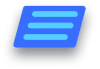 A blue 3D chat or messaging icon featuring two rounded rectangular speech bubbles stacked vertically, representing conversation or communication interface elements.