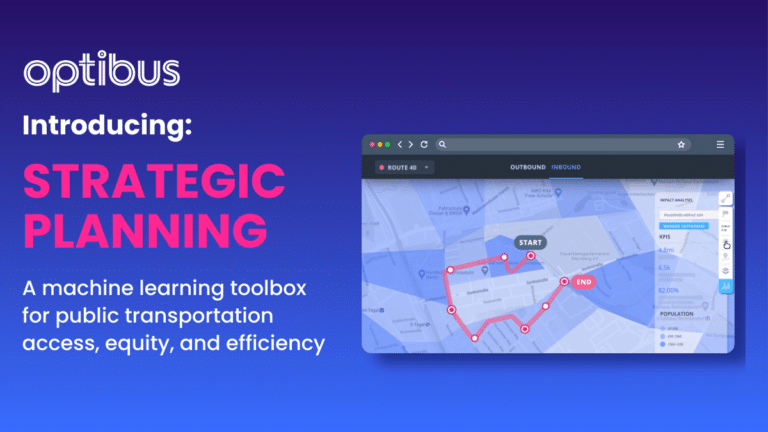 Optibus introduces Strategic Planning, a machine learning toolbox optimizing public transportation access, equity, and efficiency through route visualization and impact analysis.